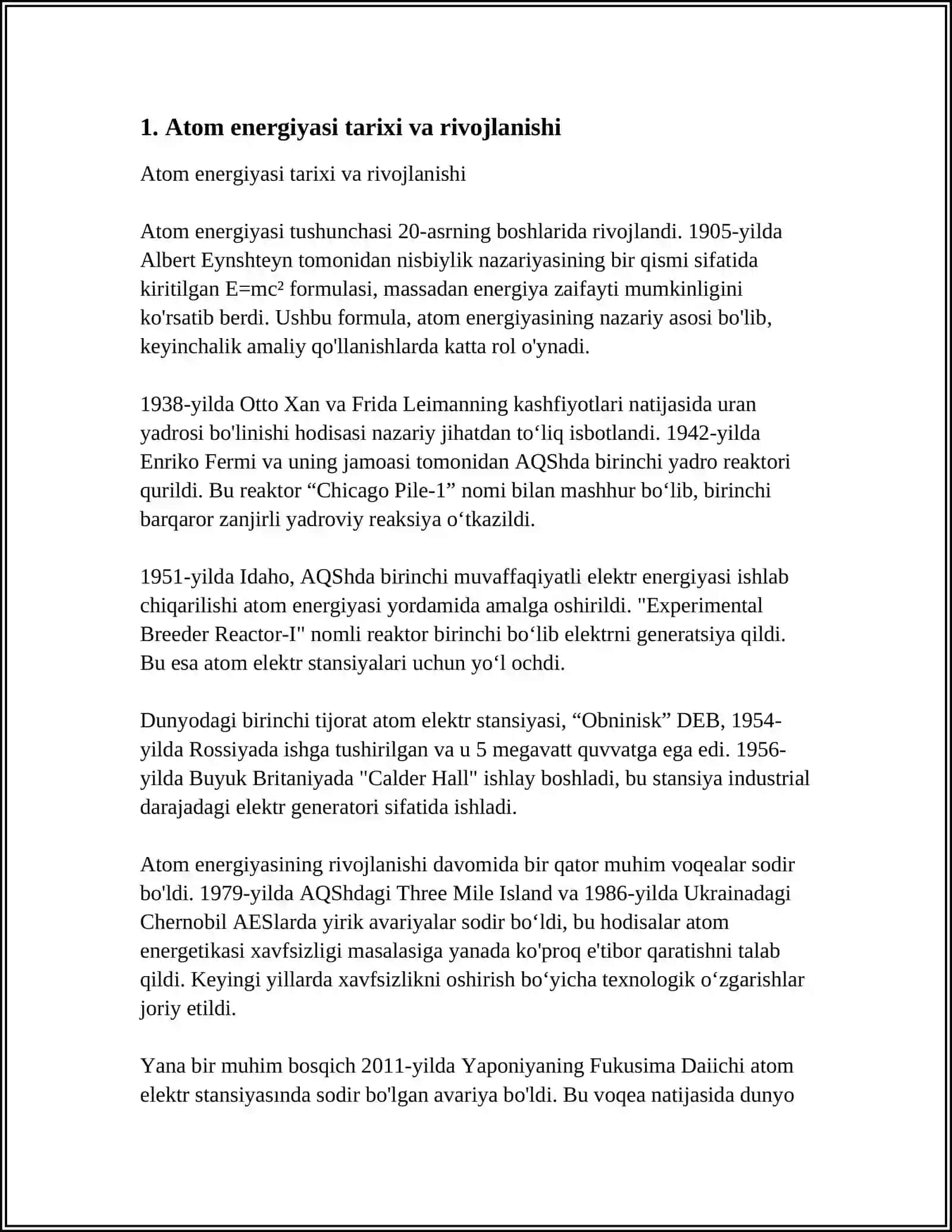 ATOM ENERGIYASI VA ÕZBEKISTONDA QILINADIGAN ISHLAR 3