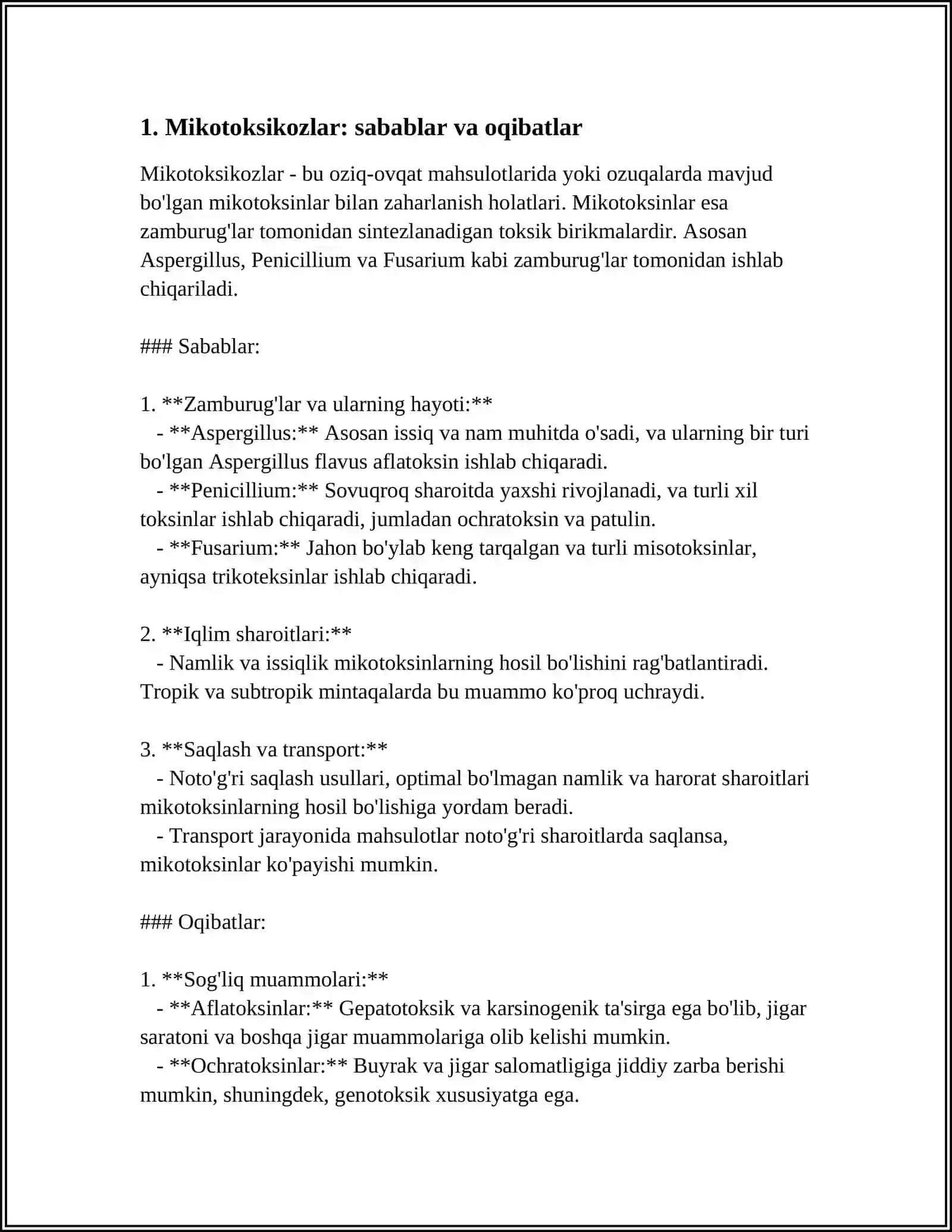MUSTAQIL ISH Mavzu: ACHITQILARNING OZIQ OVQAT SANOATIDA TUTGAN O'RNI MIKOTOKSIKOZLAR QO'ZG'ATUVCHILARI 3
