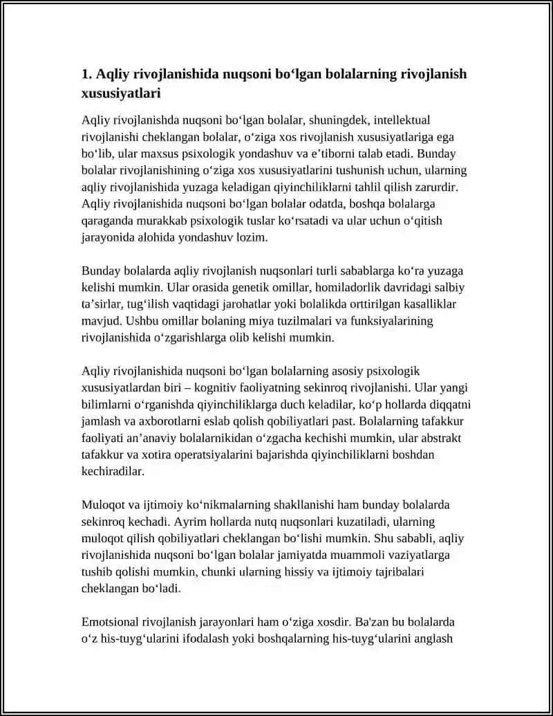 AQLIY RIVOJLANISHIDA NUQSONI BO'LGAN BOLALAR PSIXOLOGIYASI 3