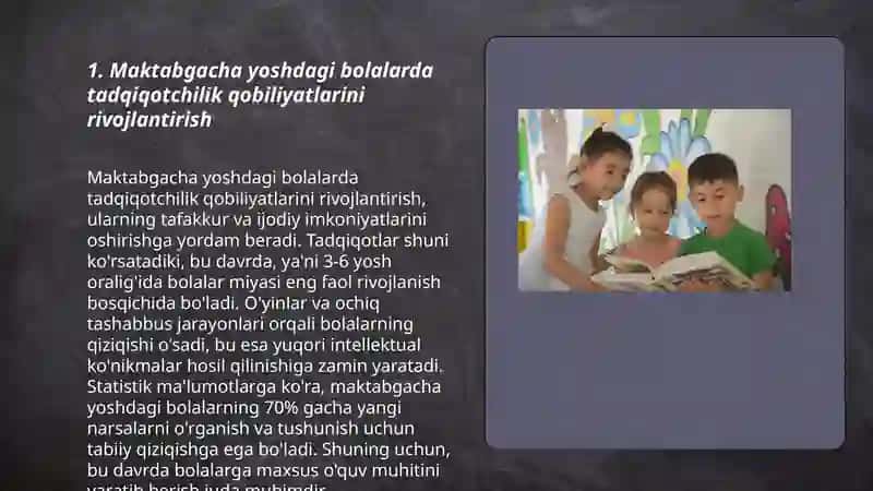 Maktabgacha yoshdagi bolalarni tadqiqotchilik faoliyati mohiyati 3