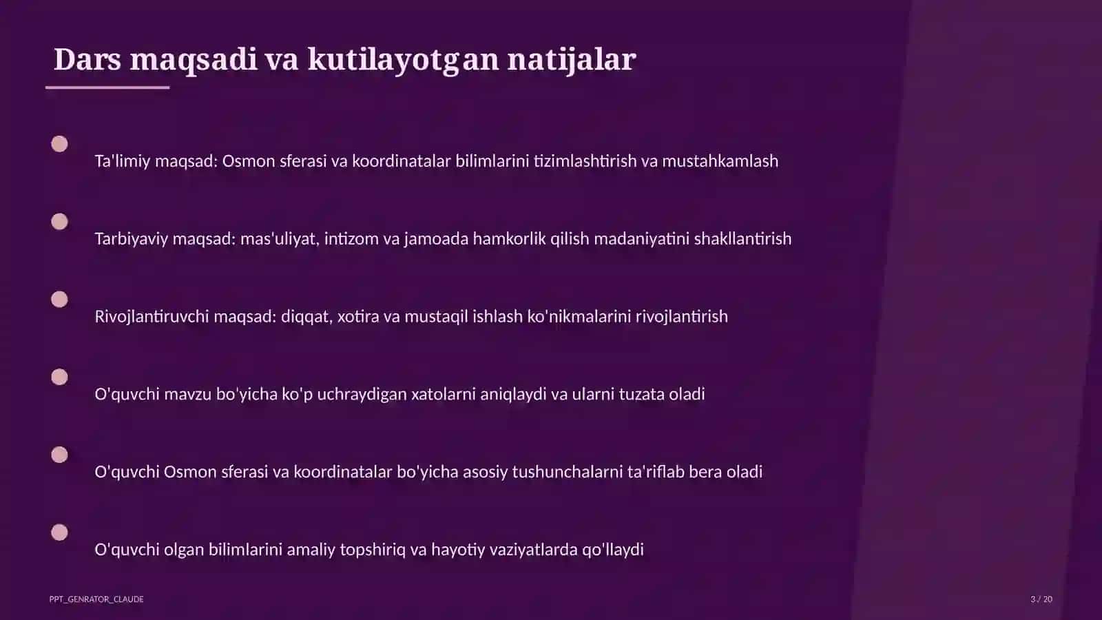 Osmon sferasi va koordinatalar (10-sinf) 3