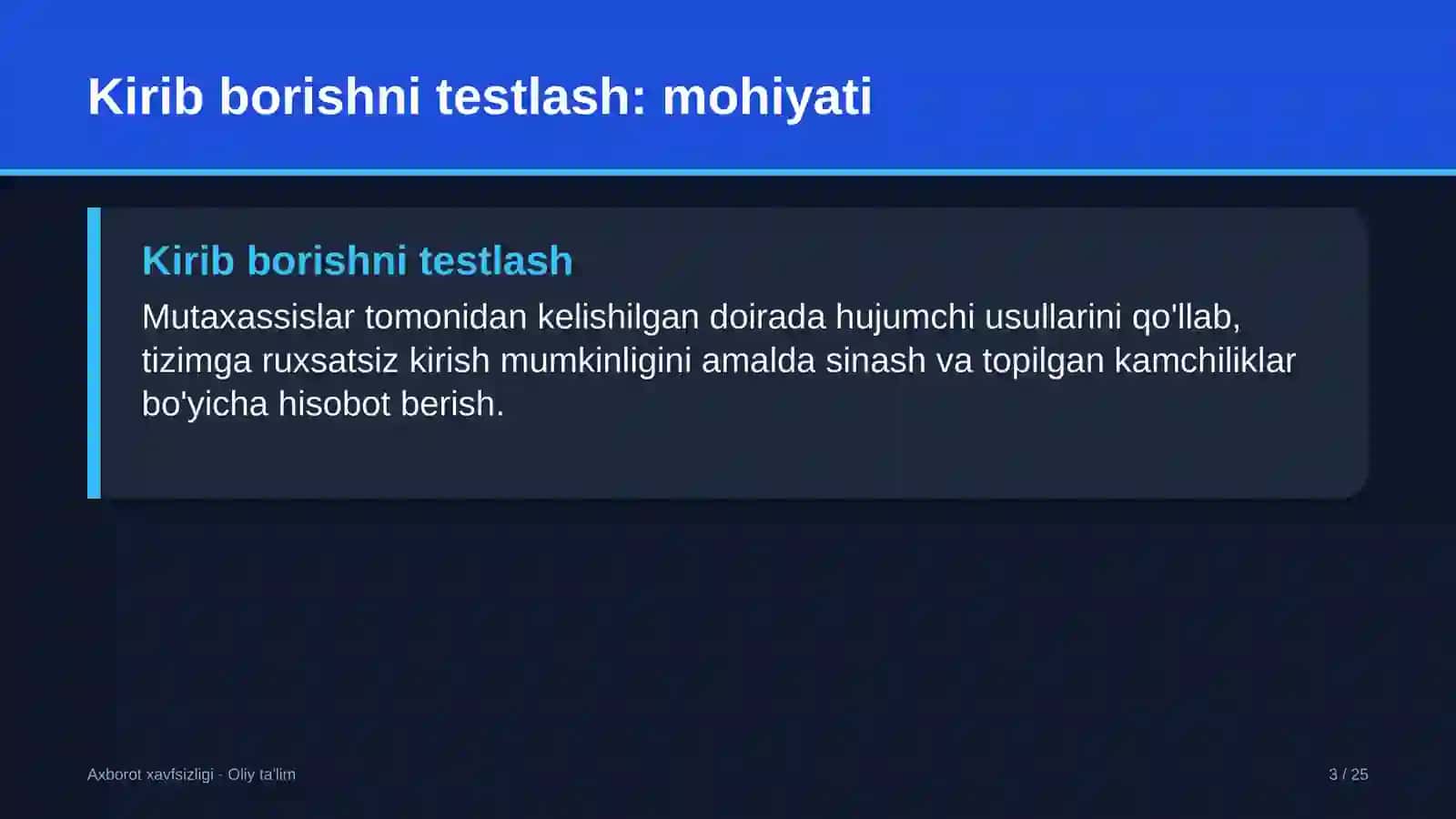Energiya auditi tashkilotlarida kirib borishni testlash 3