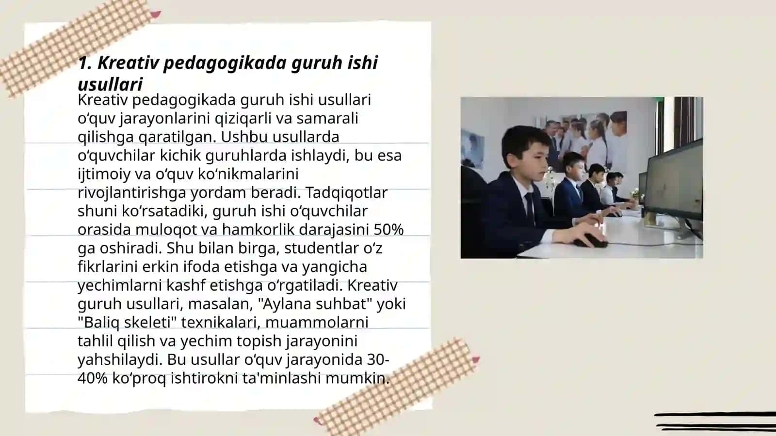Kreativ pedagogikada guruh ishlari va jamoaviy faoliyatning ahamiyati 3