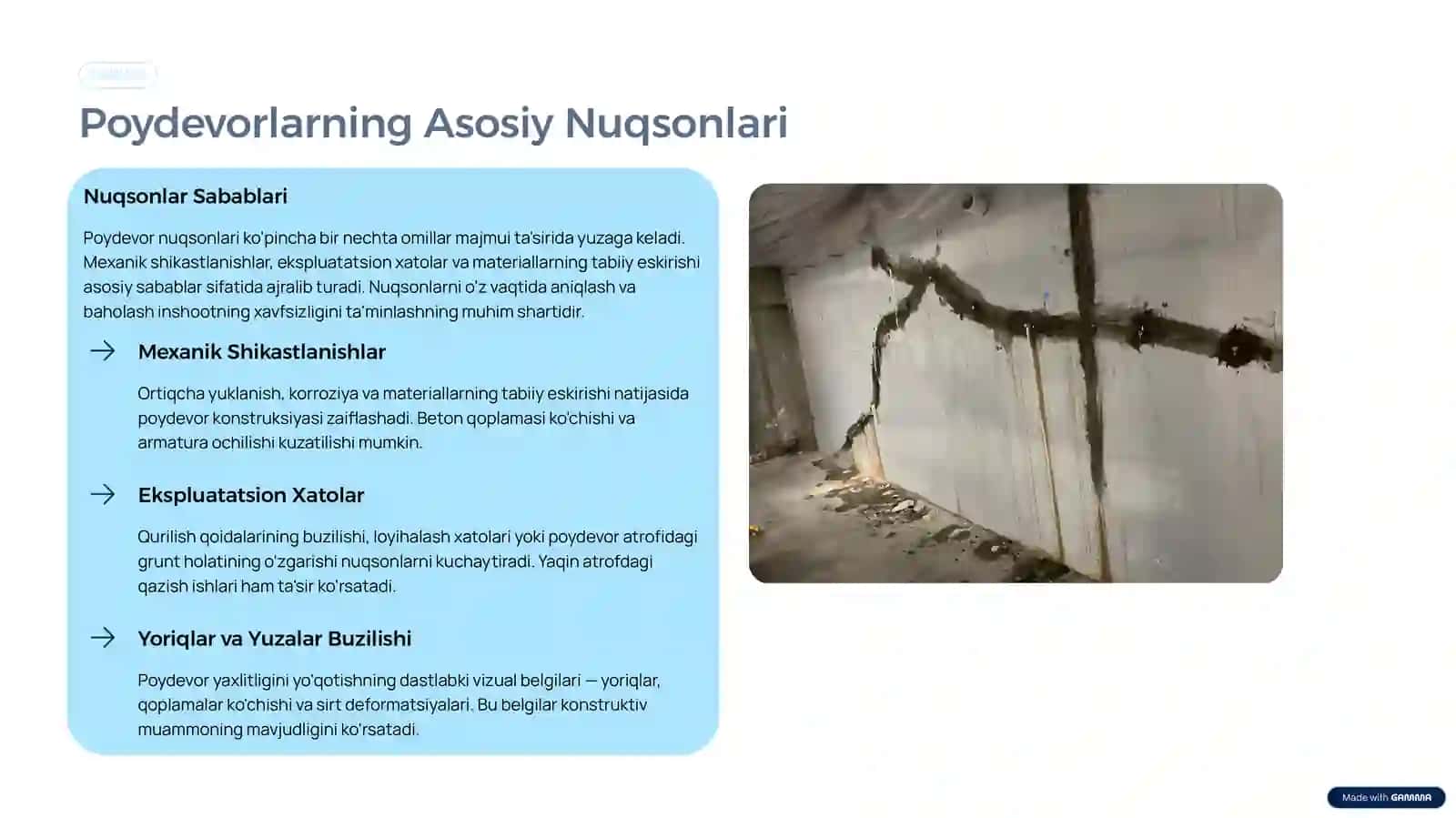 Poydevorlarning Texnik Holatini Baholash — Ma’ruza va Amaliy Topshiriq.pptx 3