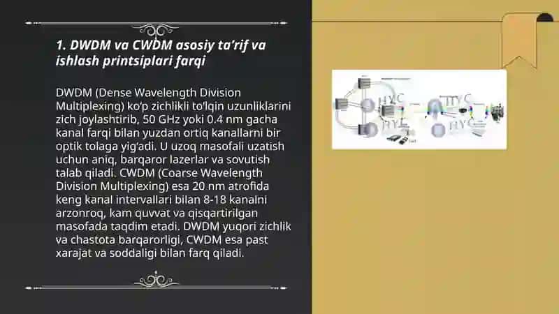 DWDM va CWDM texnologiyalarining farqlari 3