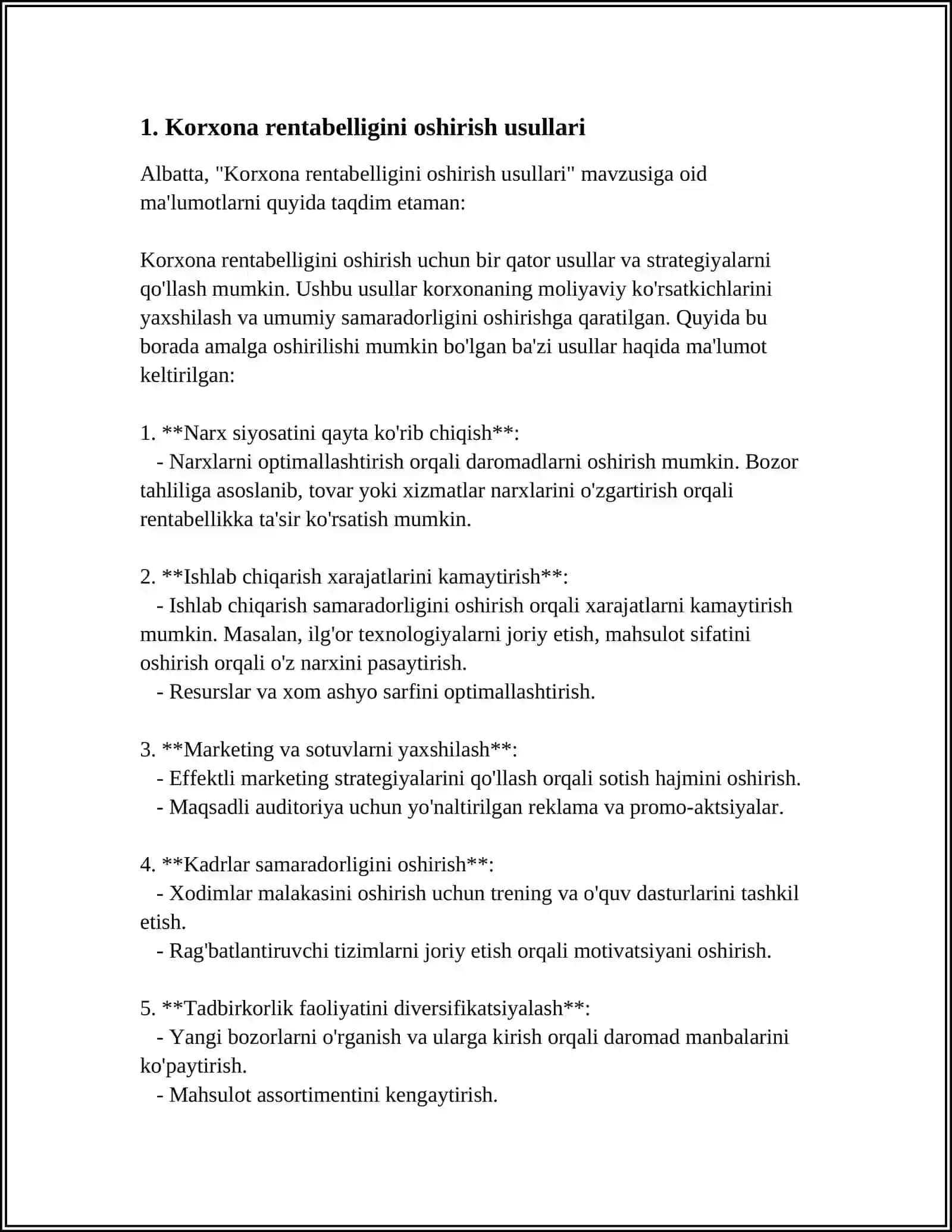 MAMALAKATANI MODERNIZATSIYALASH SHAROITIDA KORXONA FOYDASI VA UNI MAKSIMALLASHTIRISH 3