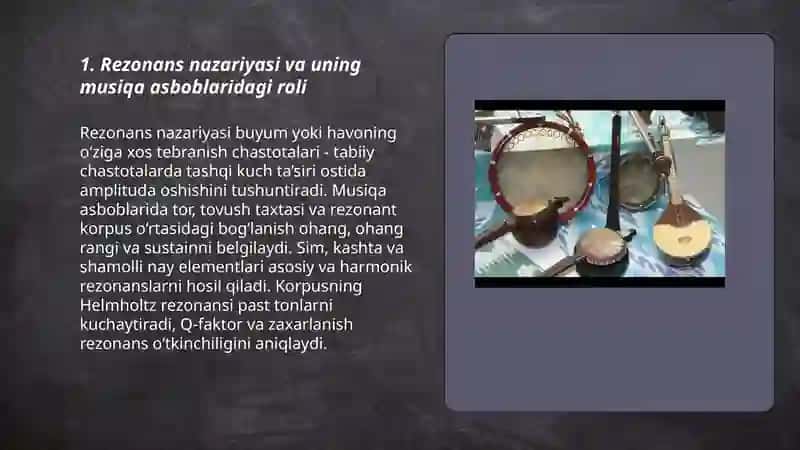 Musiqa asboblaridagi rezonansga oid akustika 3