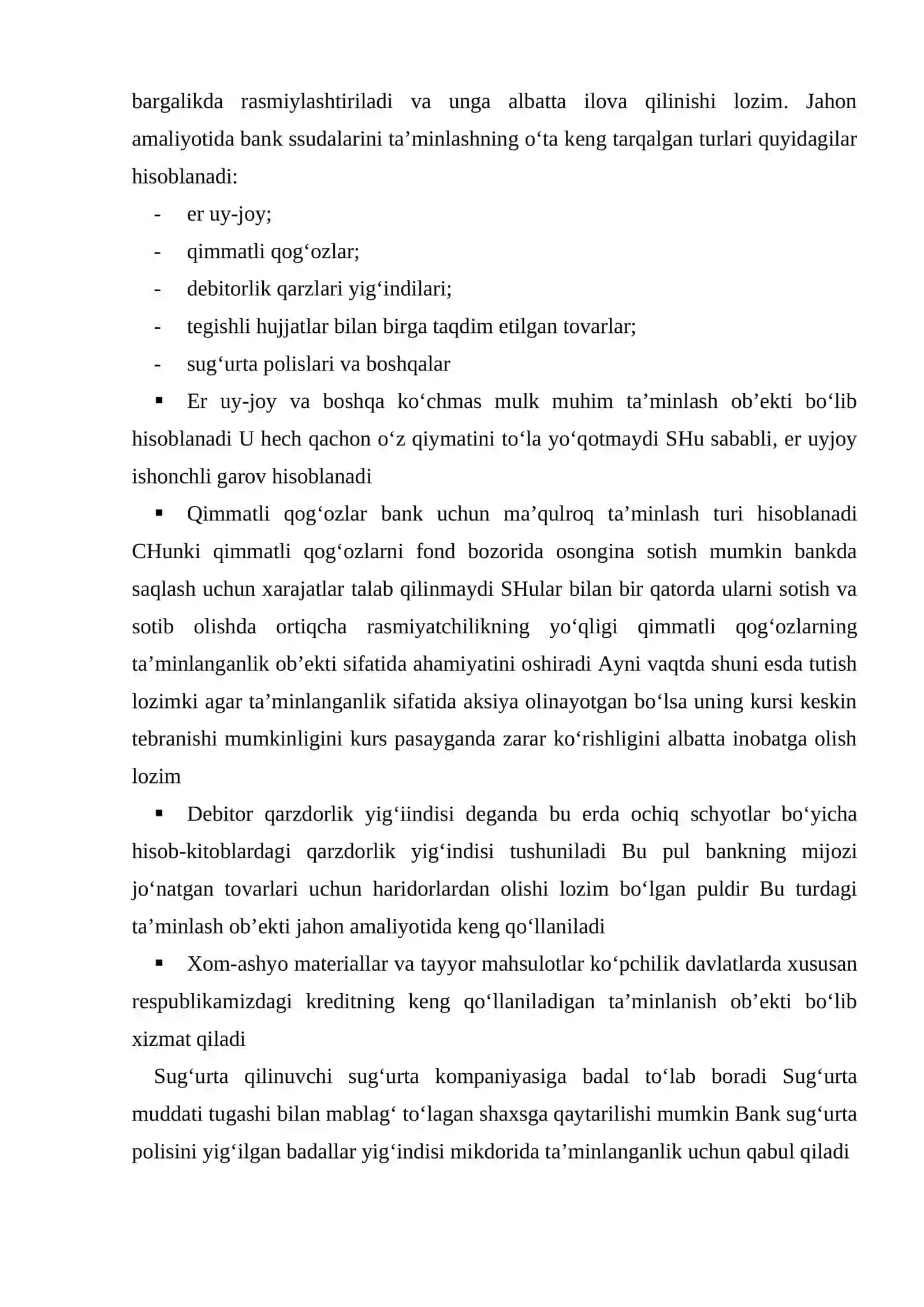 Kredit ta’minoti uni turlari va rasmiylashtirilishi 3