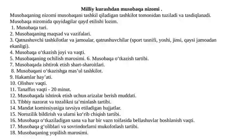 KURASHNING MUSOBAQA QOIDALARI 3