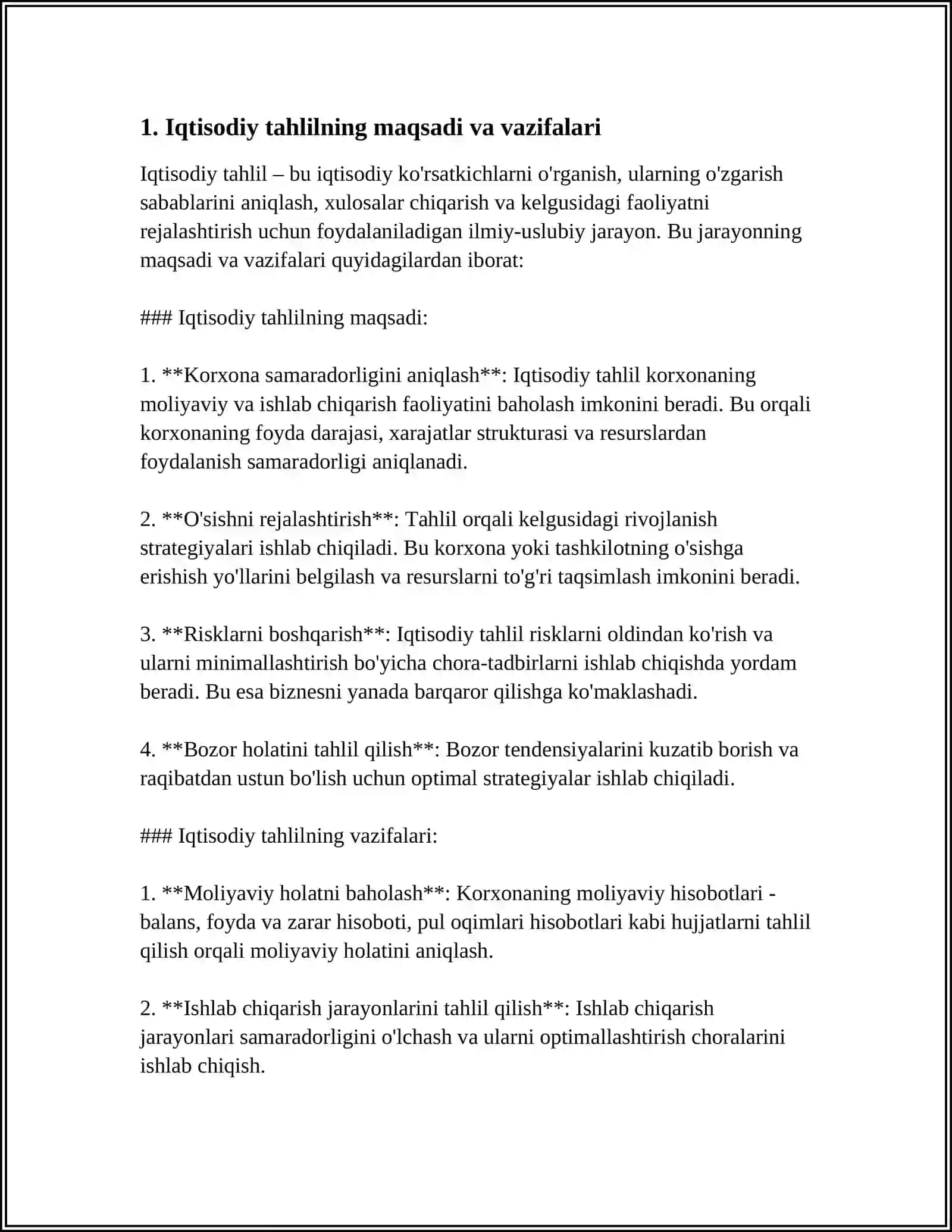 IQTISODIY TAHLIL FANING PRIDMETI, ASOSIY VAZIFALARI VA TAMOYILLARI 3