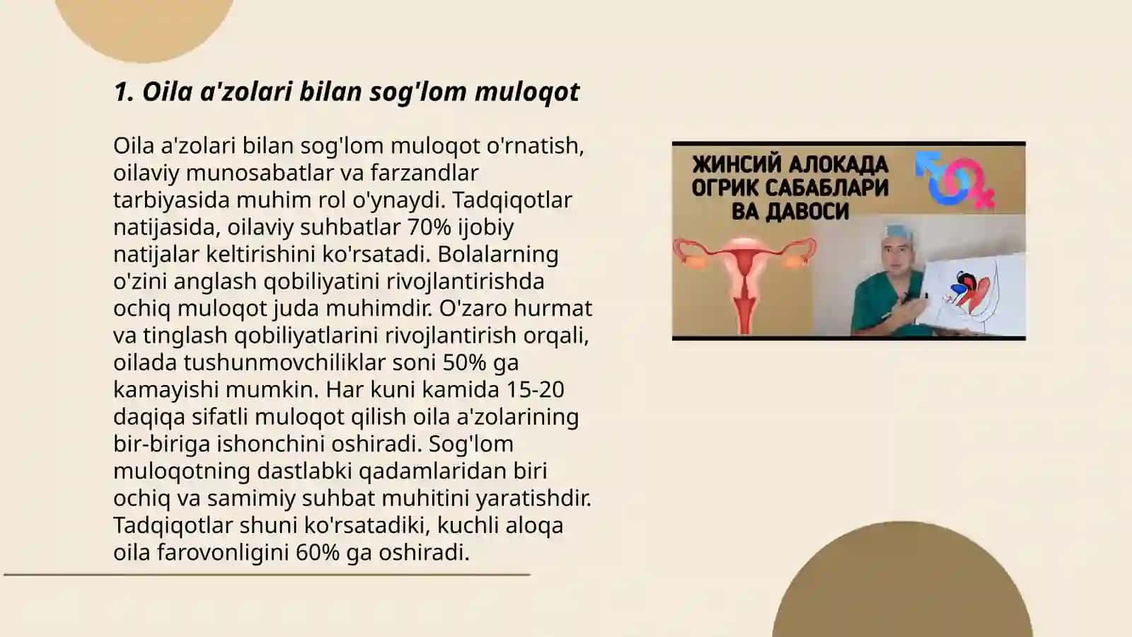 Sog‘lom ayol psixologiyasi oila va jinsiy hayot psixologiyasi akshurlik ginikologiya bo‘limlarida bemorlar bilan munosabatda bo‘lish psixologiyasi Qurbonmurodova Komila 3