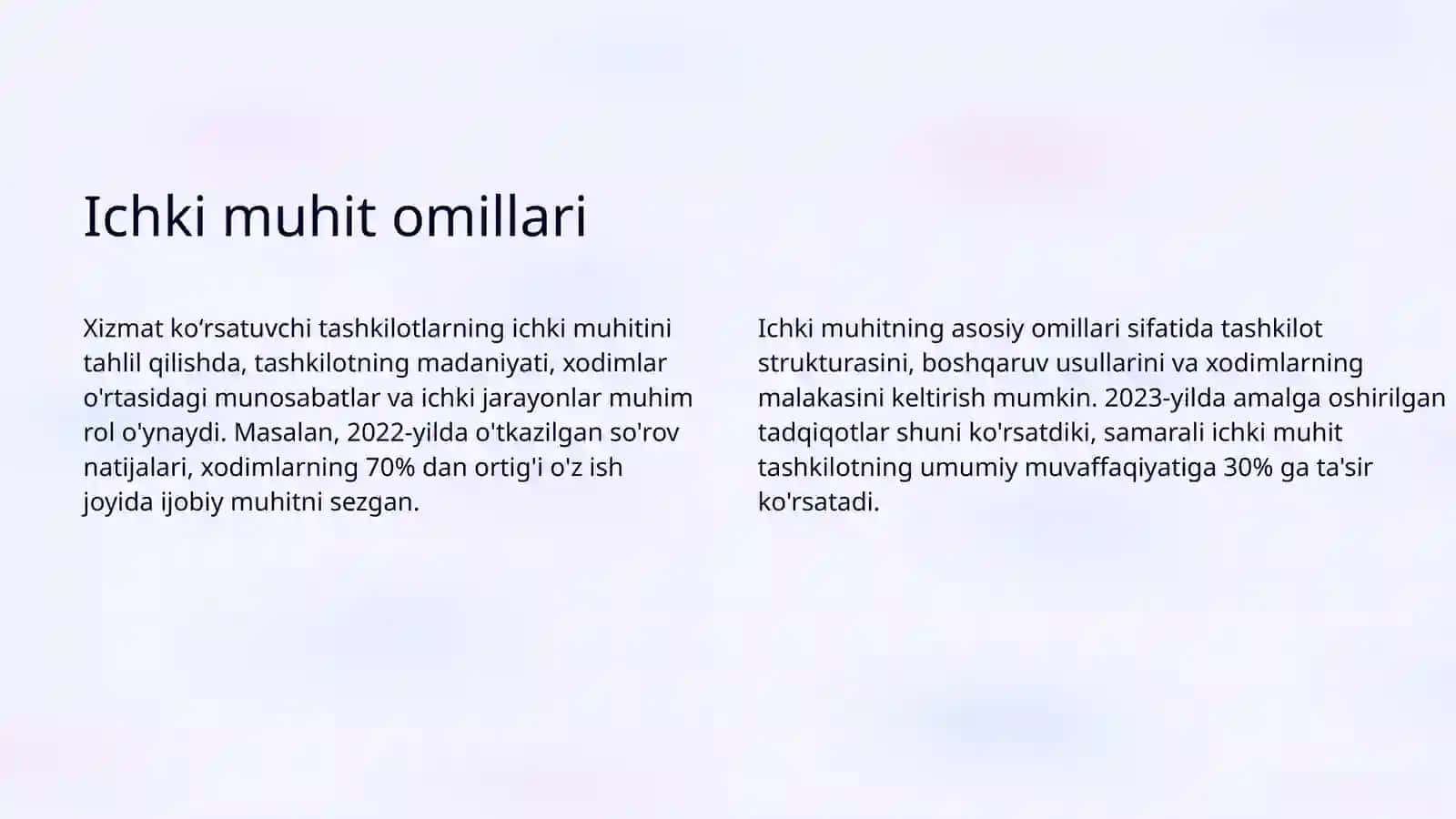 Xizmat koʻrsatuvchi tashkilotlarga ta'sir qiluvchi ichki va tashqi muhit 3