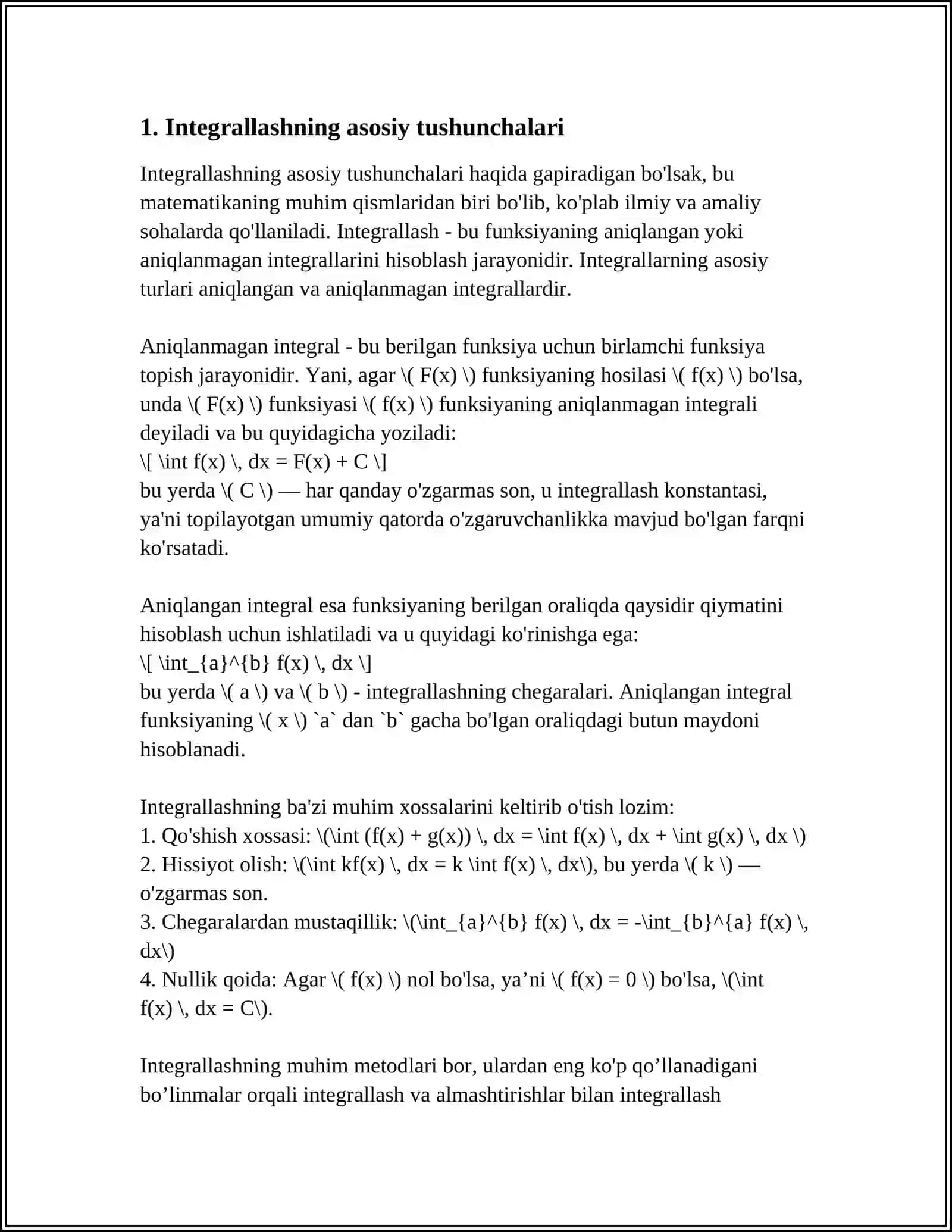 INTEGRALLASH USULLARI 3