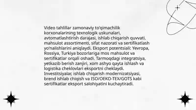 Zamonaviy korxonalar boʻyicha video filmlarni koʻrish va tahlil etish 3