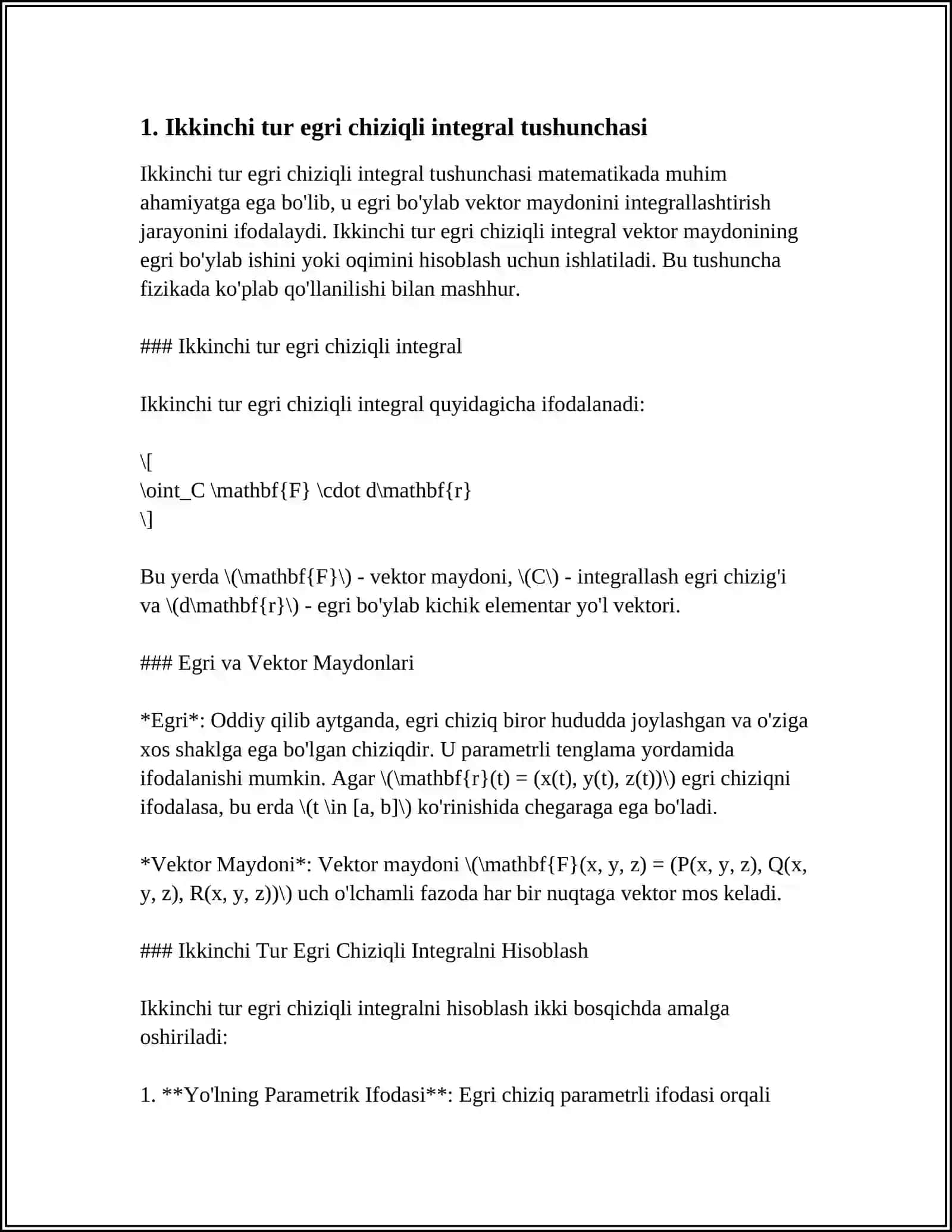 IKKINCHI TUR EGRI CHIZIQLI INTEGRALNI HISOBLASHGA DOIR MASHQLAR 3
