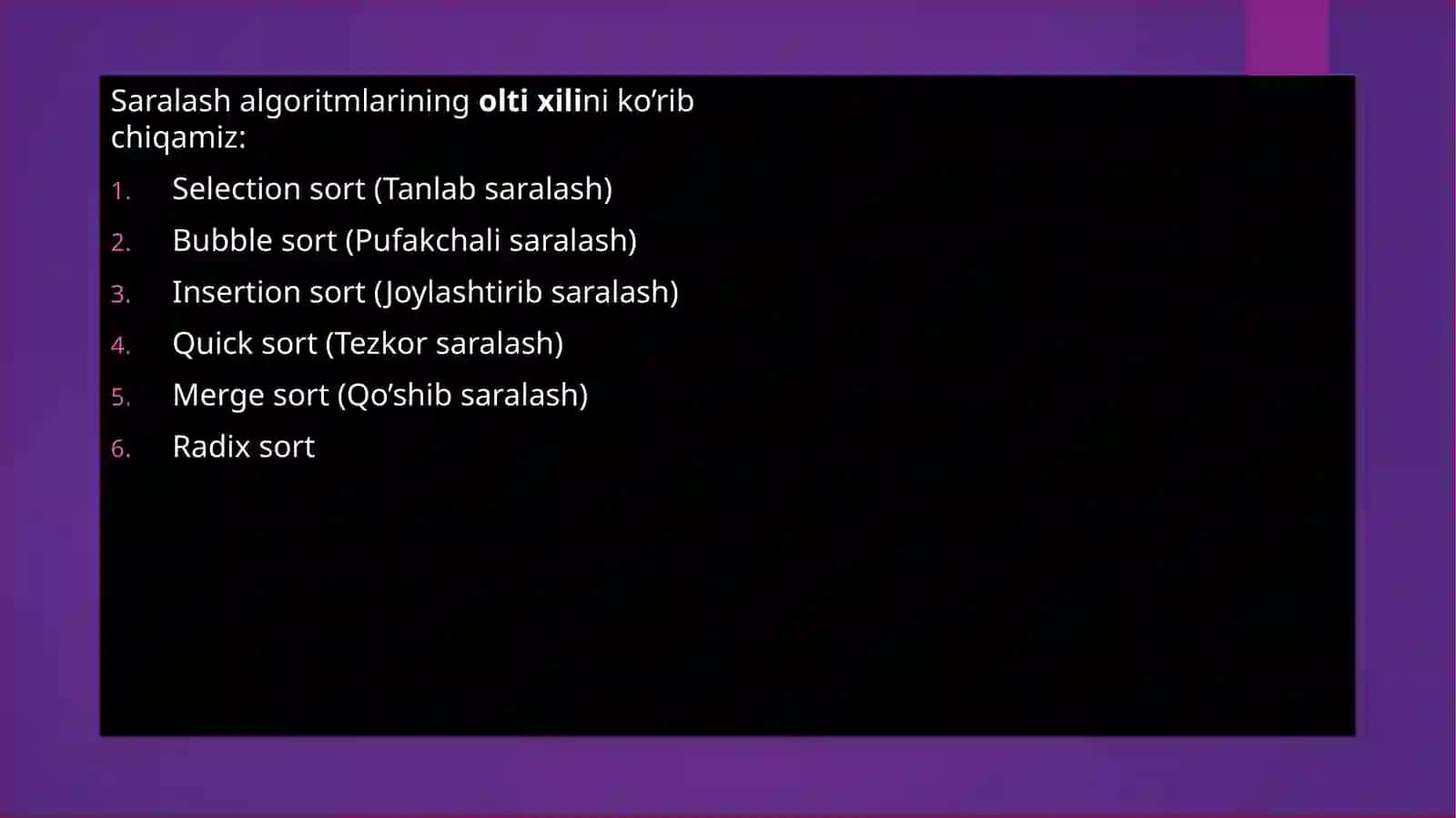 DARAXTSIMON SARALASH VA UNINGTAHLILI MAVZUSIDAGI 3