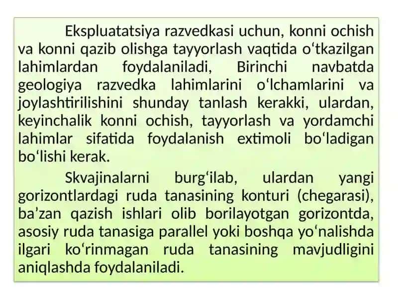 Ekspluatatsiya davrida razvedka qilish varuda tarkibining tahlili 3