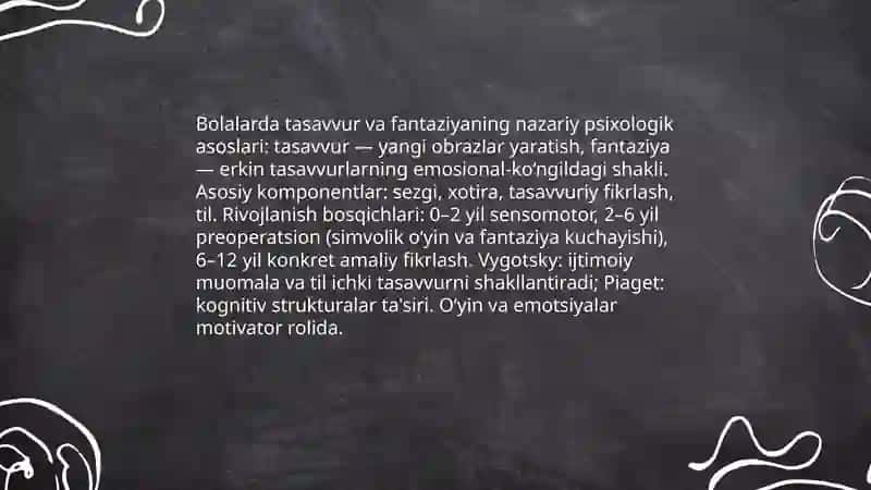 Bolalarda tasavvur va fantaziyani rivojlantirishning psixologik asoslari 3