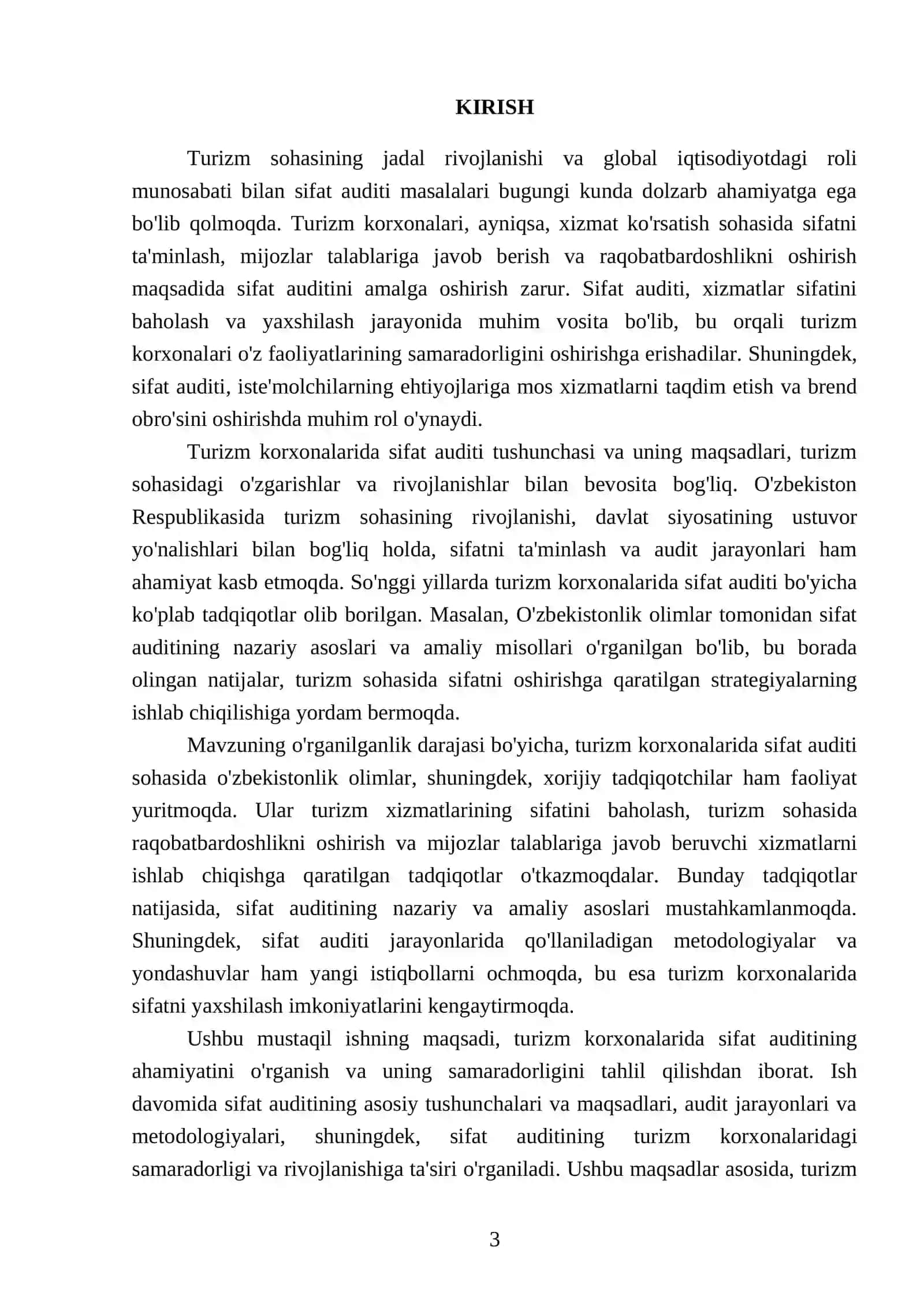 Turizm korxonalarida sifat auditi va uning ahamiyati 3