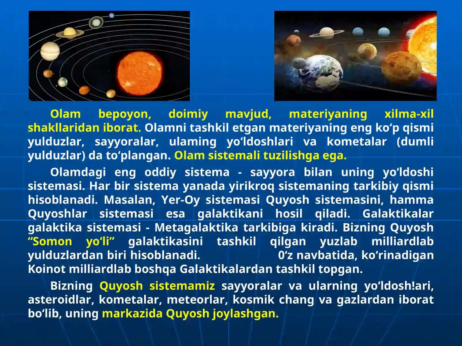 QUYOSH TIZIMI (SISTEMASI) 3