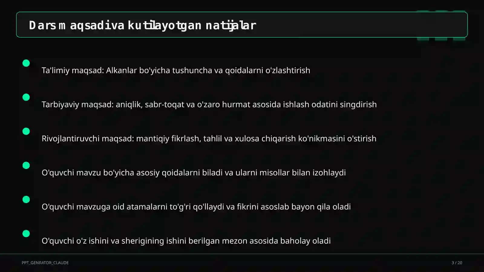 Alkanlar (10-sinf) 3
