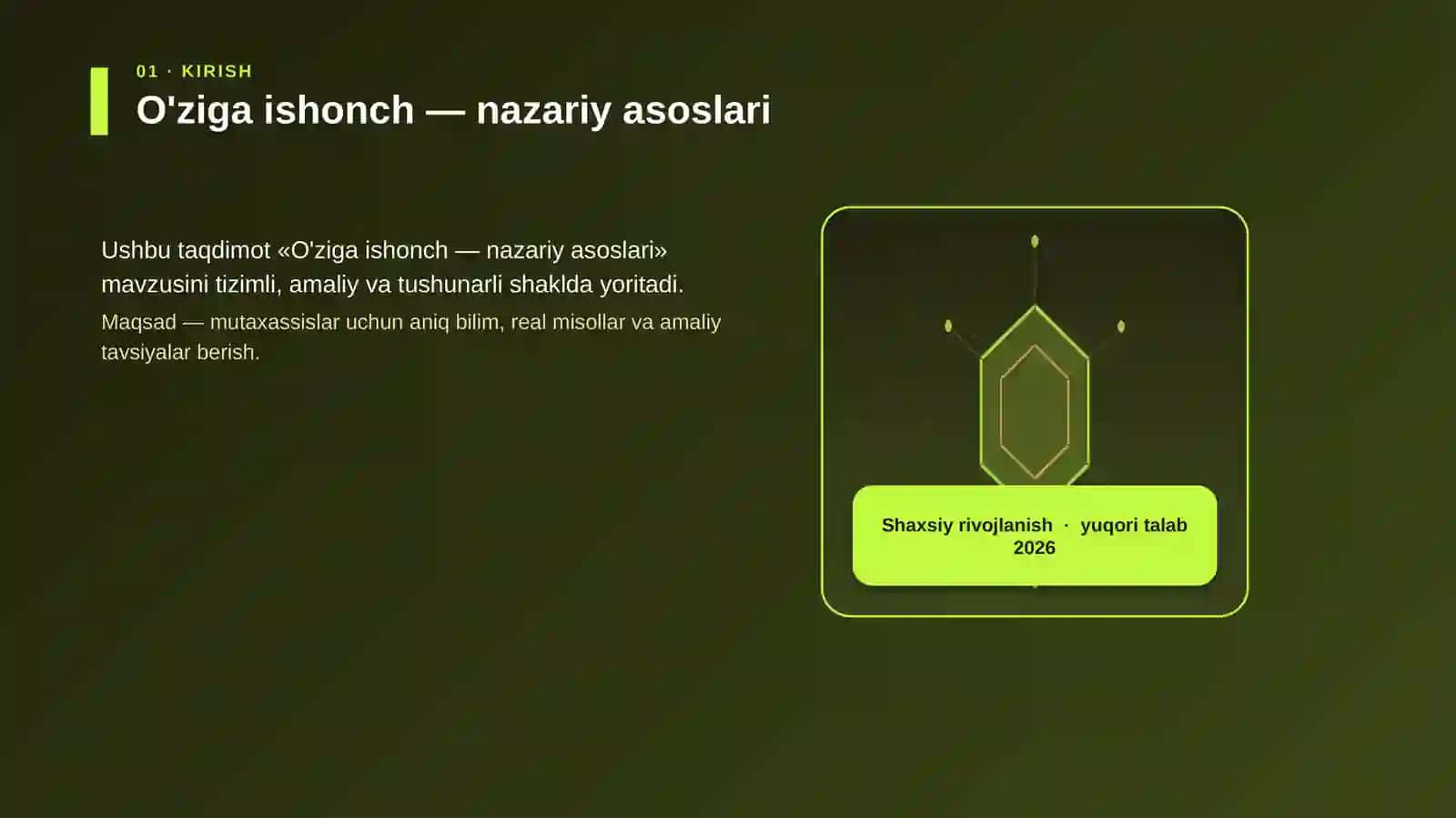 O'ziga ishonch — nazariy asoslari 3