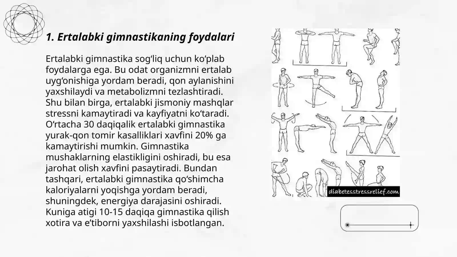 Ertalabki gimnastikani musiqa ostida ōtish 3