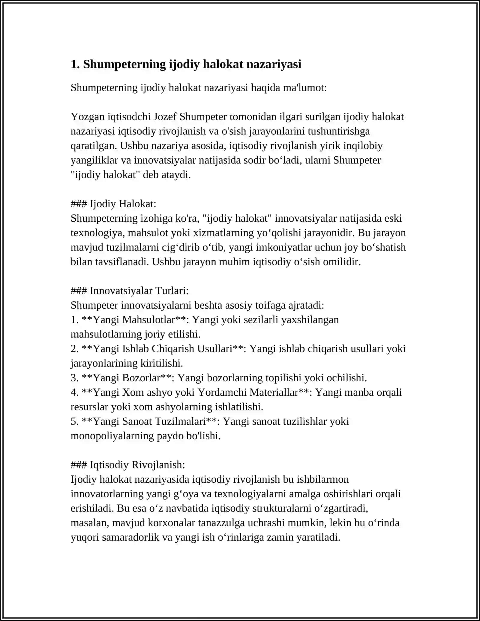 IQTISODIY O‘SISHNING SHUMPETER NAZARIYASI 3