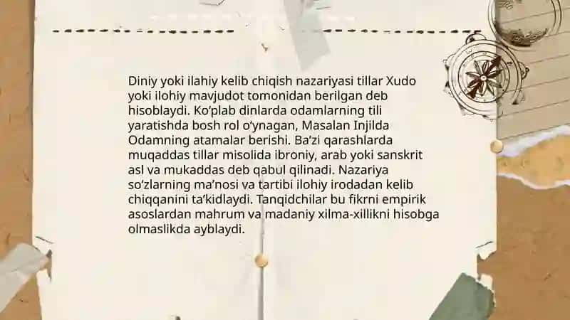 Tillarning paydo bo'lishi haqida nazariyalar 3