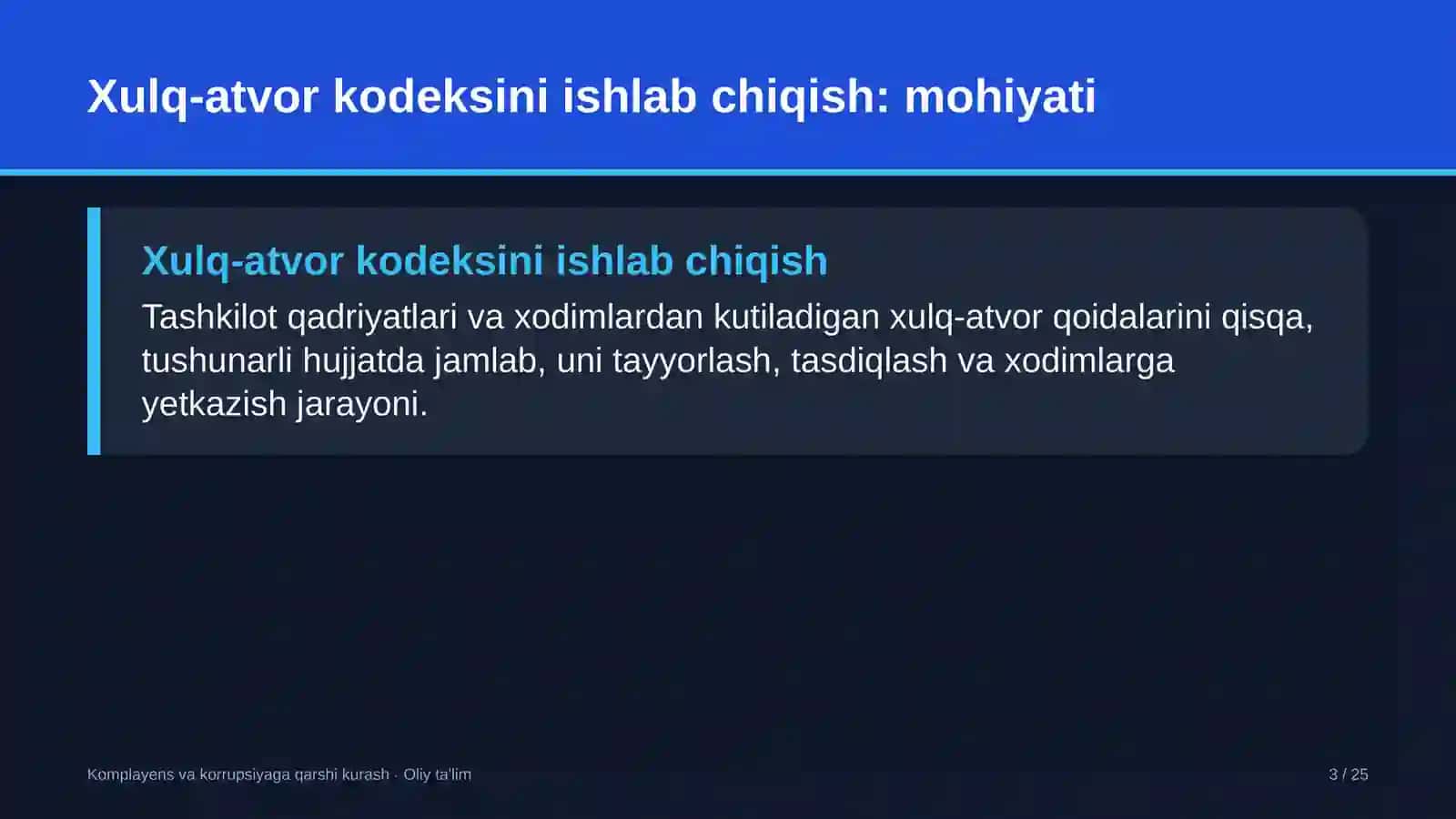 tibbiyot oliy ta'lim muassasalarida xulq atvor kodeksini ishlab chiqish 3114 3