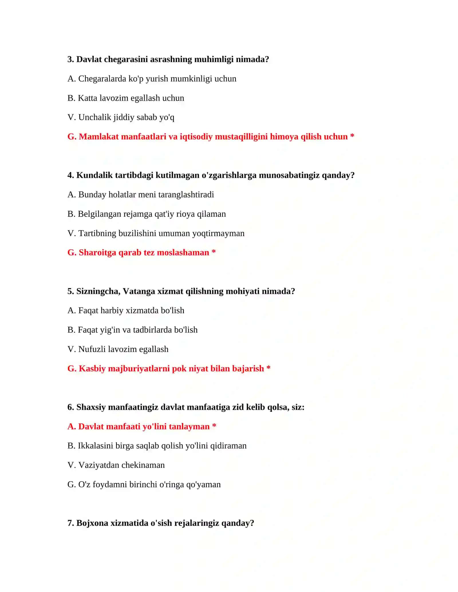 PSIXOLOGIK BAHOLASH VA TO'LIQ SAVOL-JAVOBLAR NAMUNASI 3