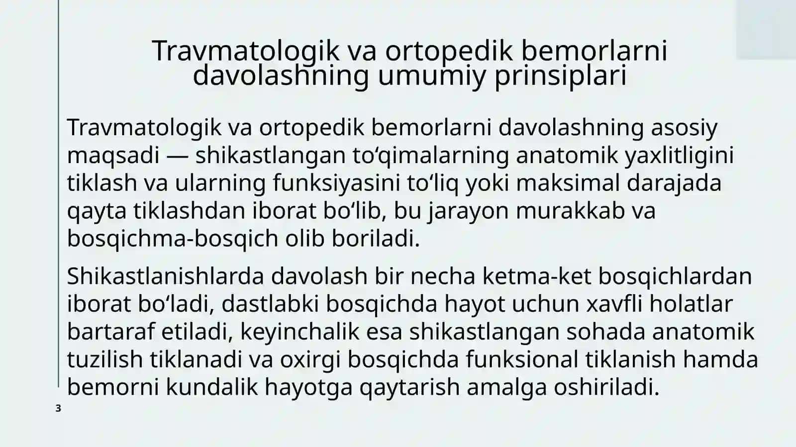 Travmatologik va ortopedik bemorlarni davolash 3