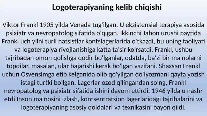 Logoterapiyaning paydo bo'lishi 3