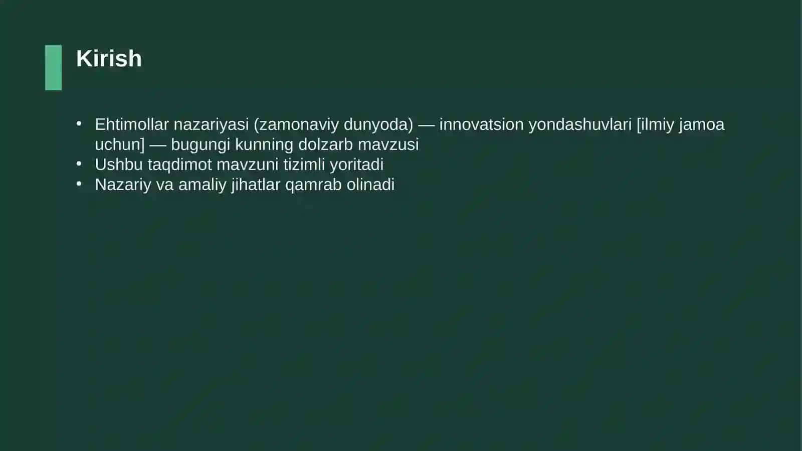 Ehtimollar nazariyasi (zamonaviy dunyoda) — innovatsion yondashuvlari [ilmiy jamoa uchun] 3