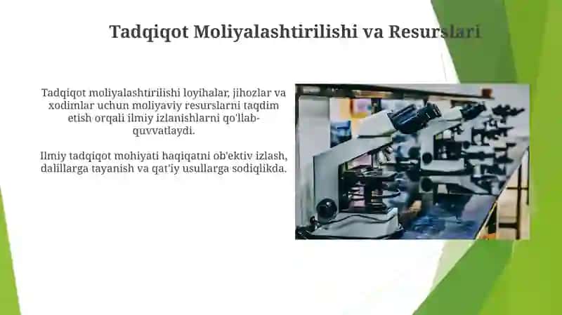Tadqiqot Moliyalashtirilishi va Resurslari 3