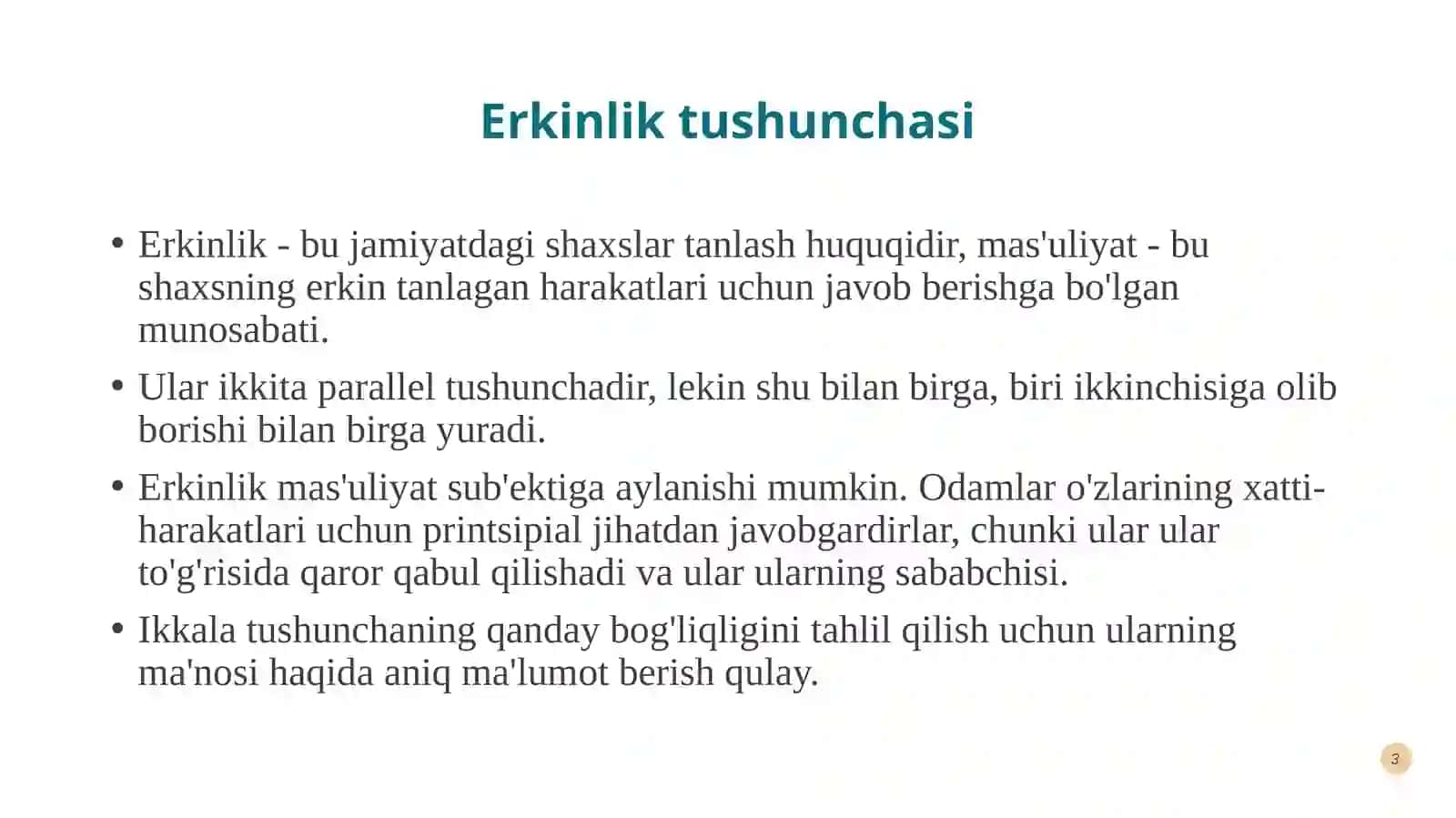 Erkinlik  va  javobgarlik  jihatlari  shaxs  tanlanmasining  o’lchami  sifatida 3