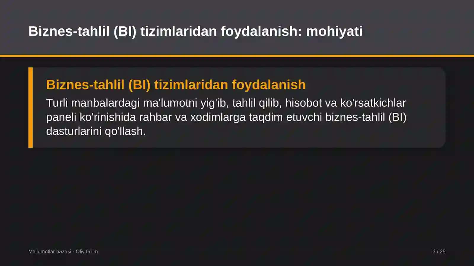 Yuqori tezlikdagi temir yo'l qatnovida biznes-tahlil (BI) tizimlaridan foydalanish 3