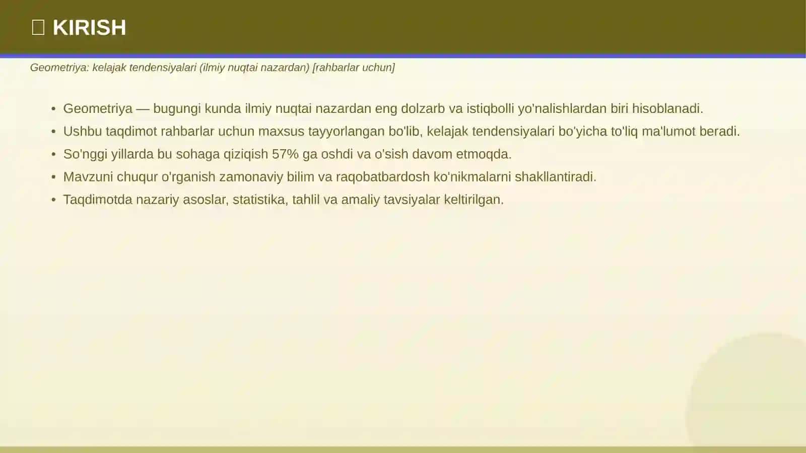 Geometriya: kelajak tendensiyalari (ilmiy nuqtai nazardan) [rahbarlar uchun] 3