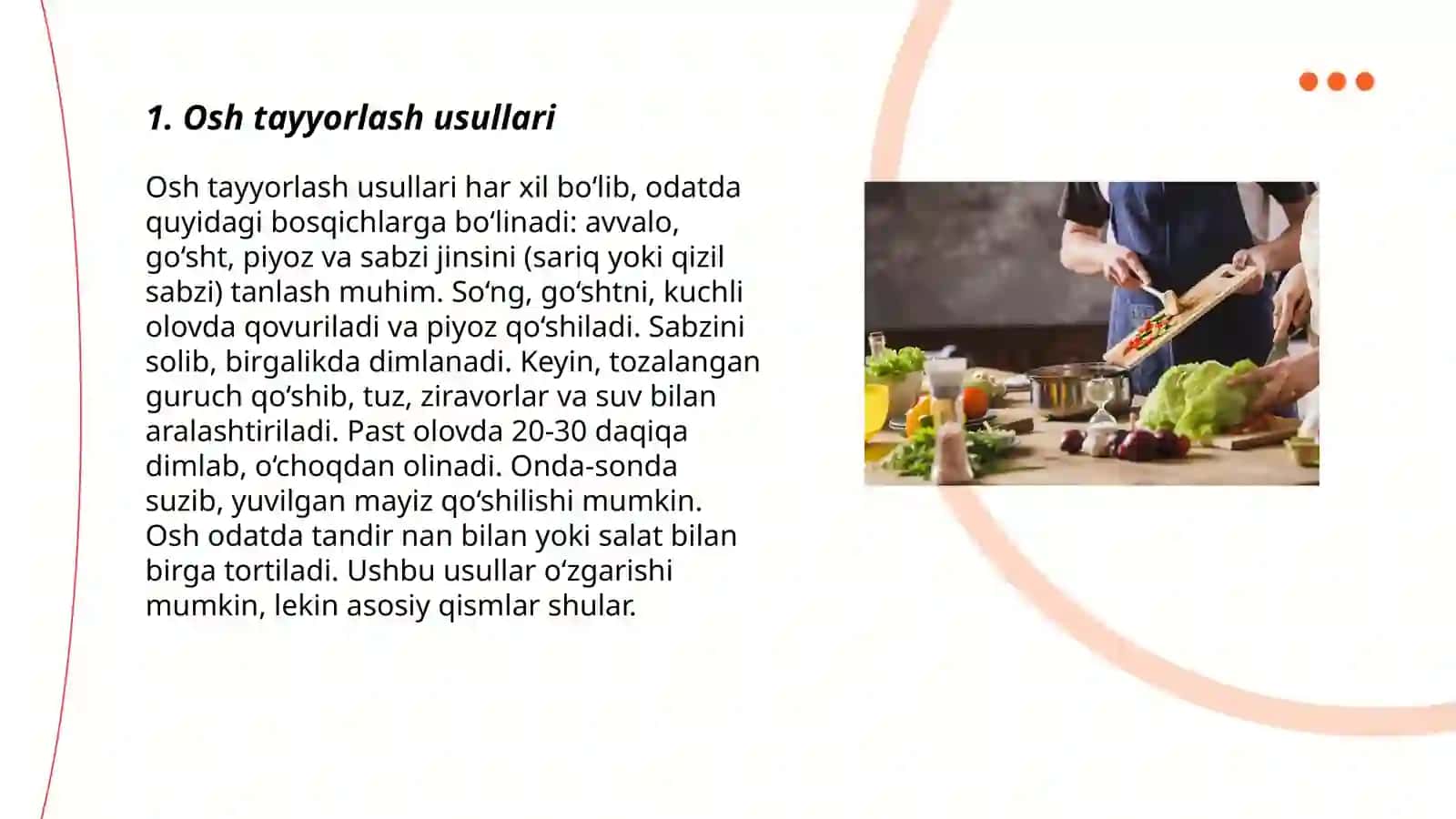 Osh tayyorlash usullari 3