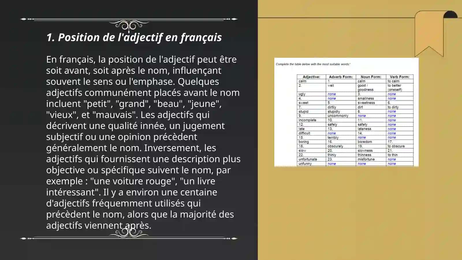 La place de l'adjectif 3