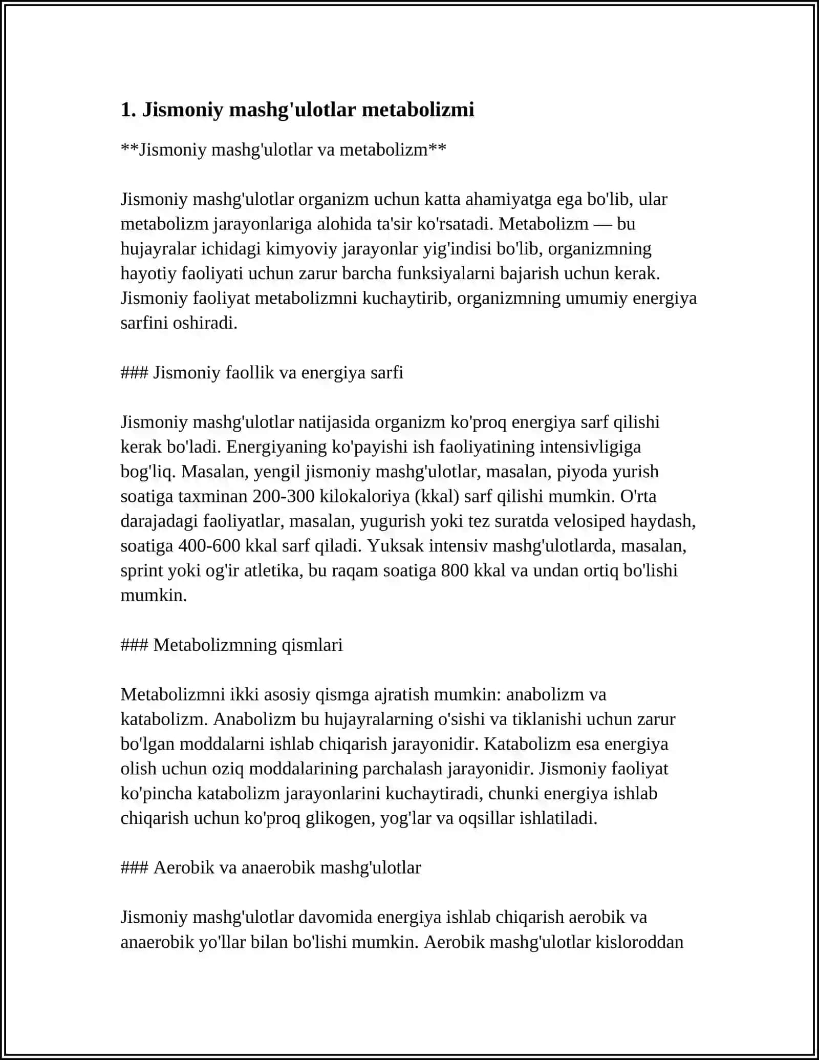 Jismoniy mashg'ulotlar va metabolizm 3