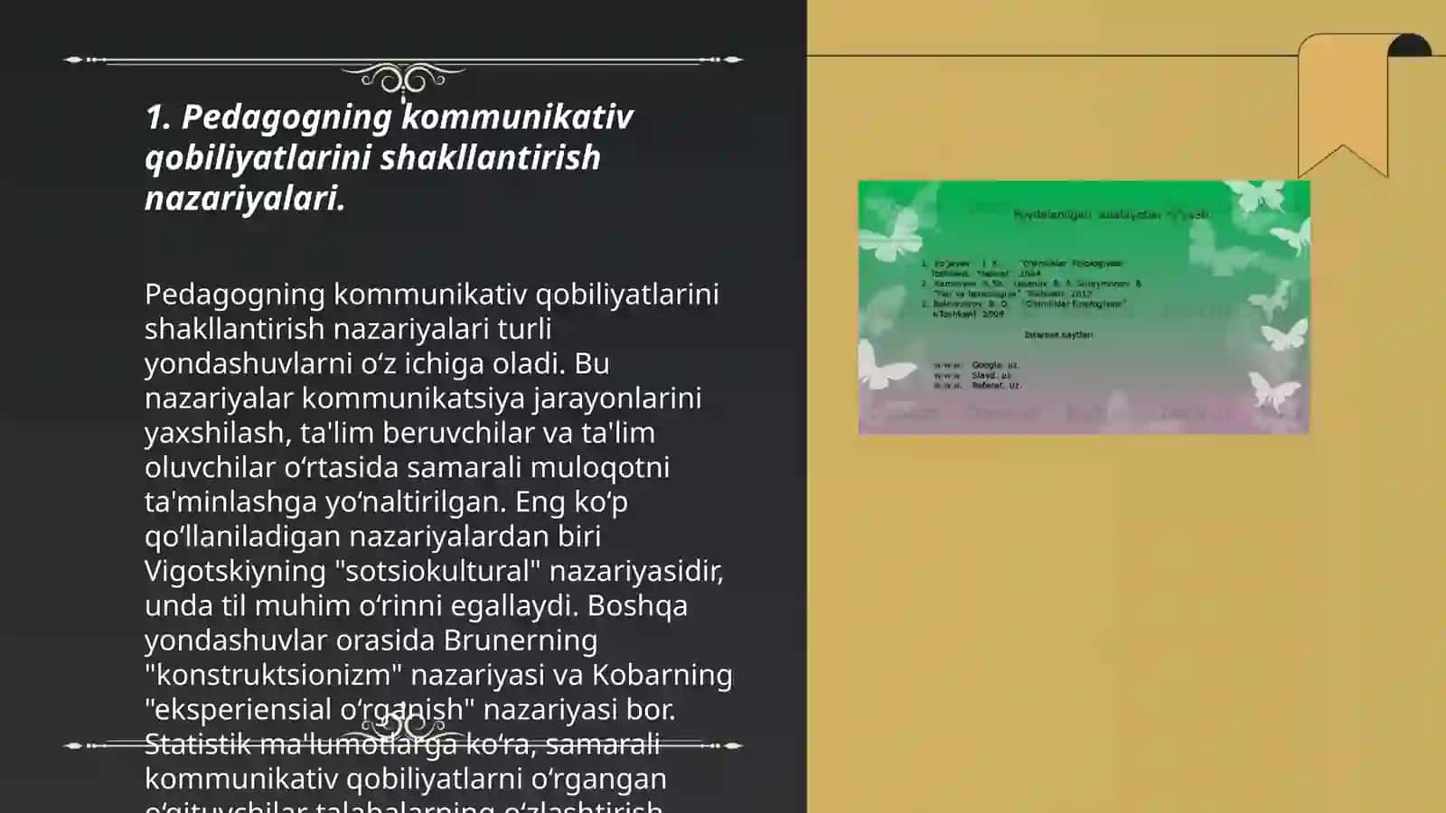 O‘qituvchining kommunikativ qobiliyatini rivojlantirishga qo‘yiladigan talablar xulosa va foydalangan adabiyotlar 3
