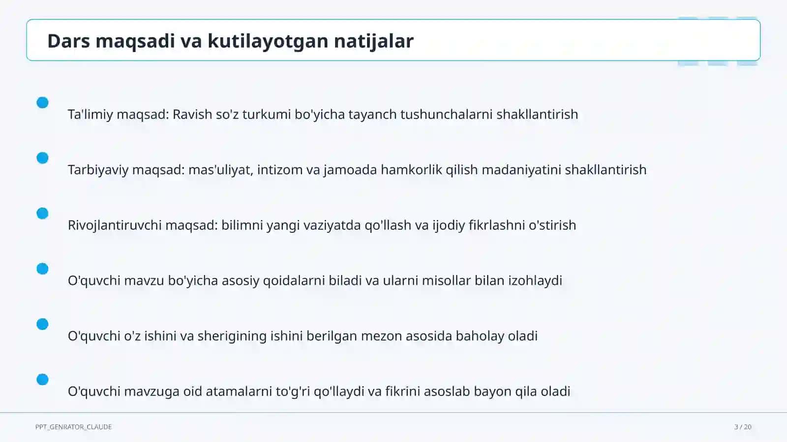 Ravish so'z turkumi (7-sinf) 3