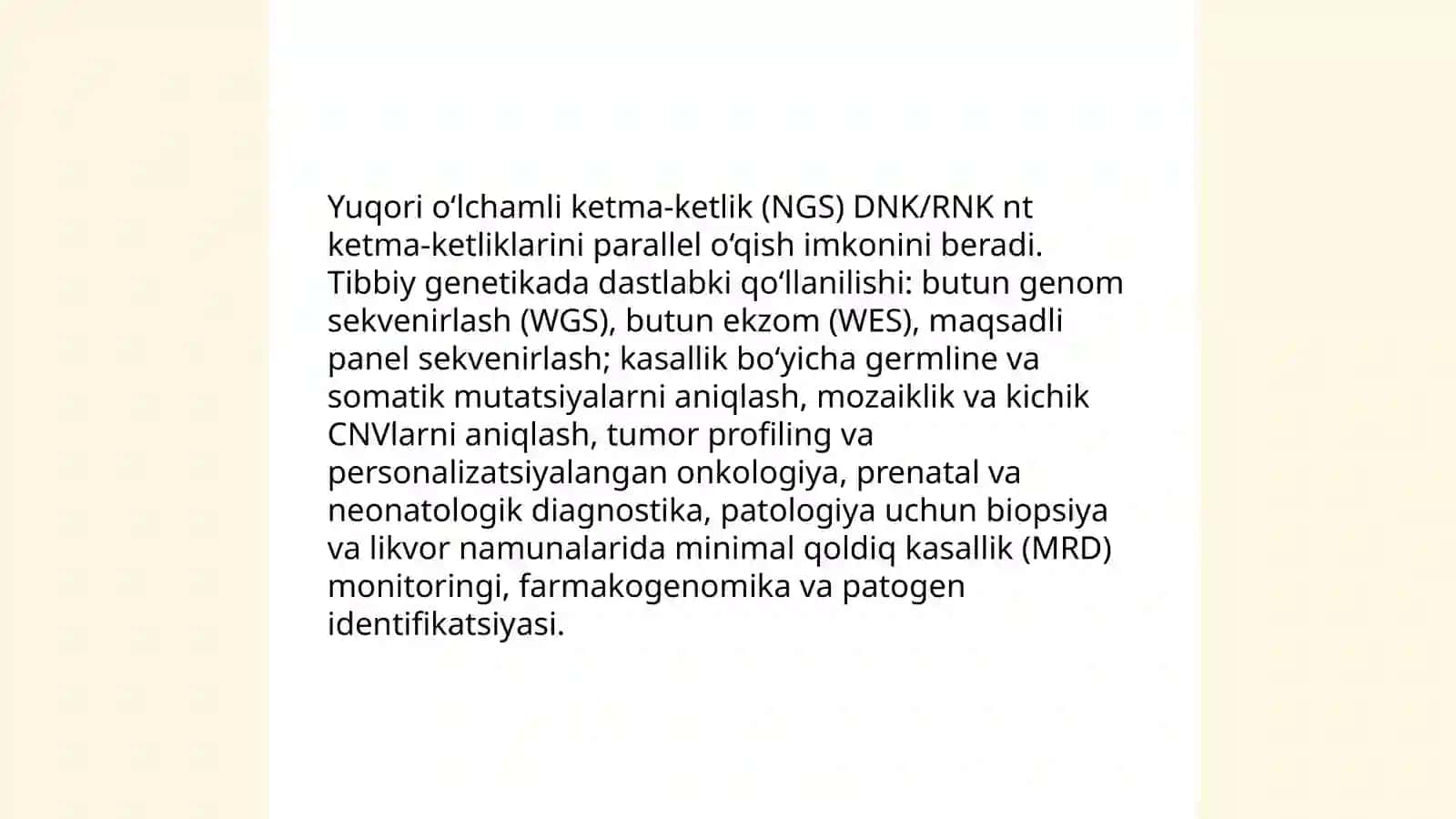 Tibbiy genetikada qo'llaniladigan yangi zamonaviy tekshirish usullari 3
