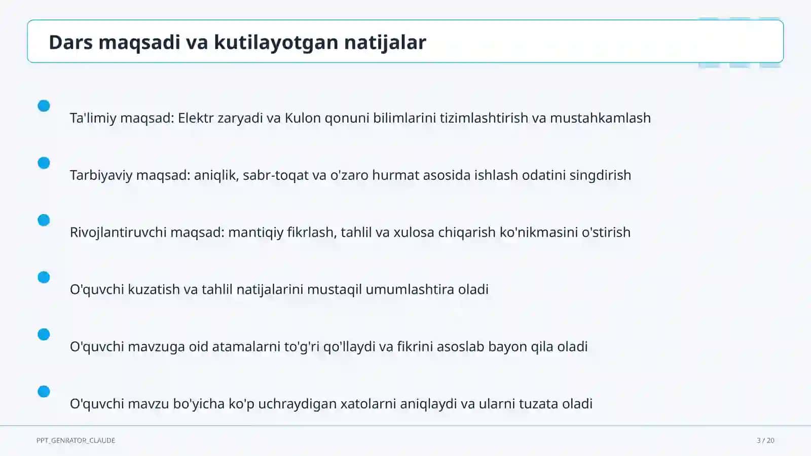 Elektr zaryadi va Kulon qonuni (8-sinf) 3