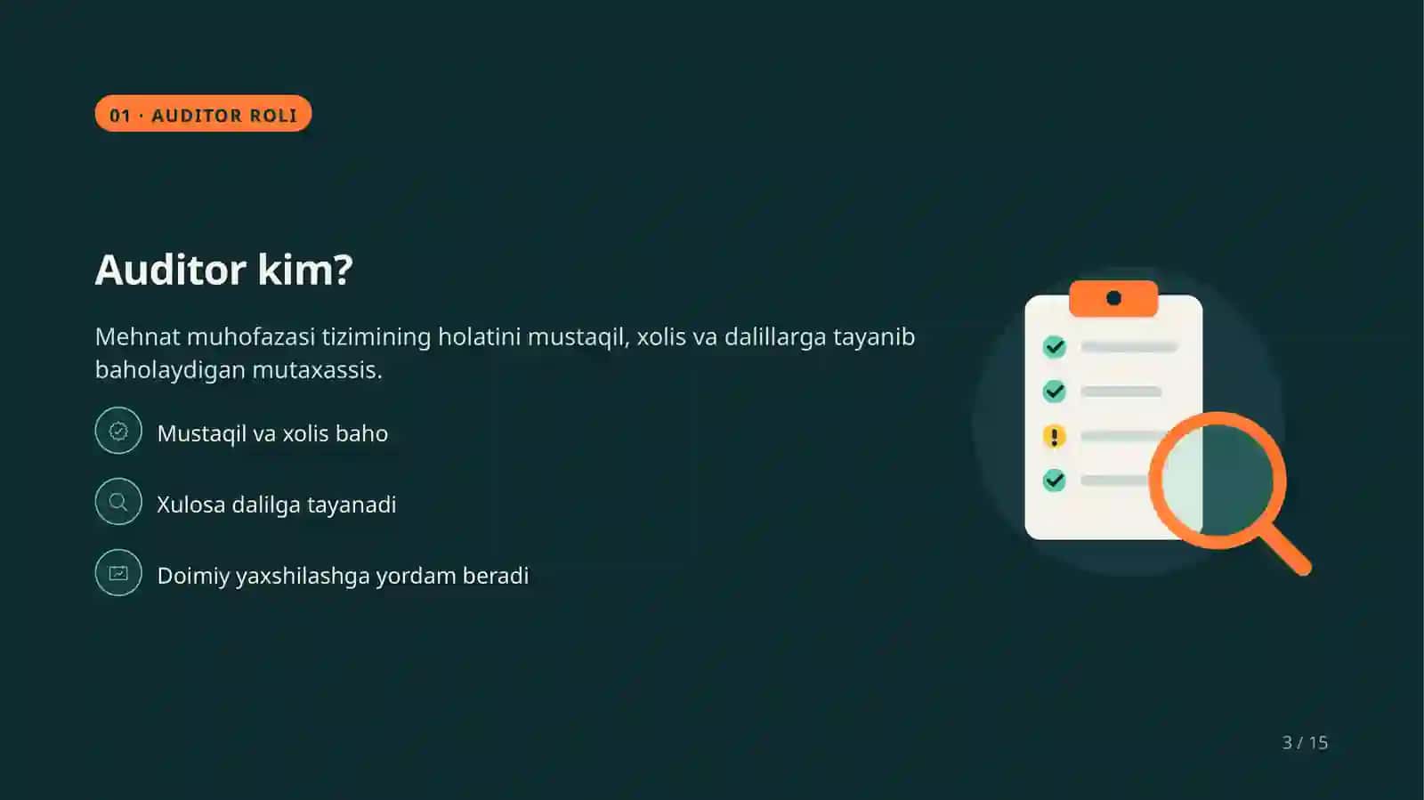 MEHNAT MUHOFAZASI · AUDIT 3