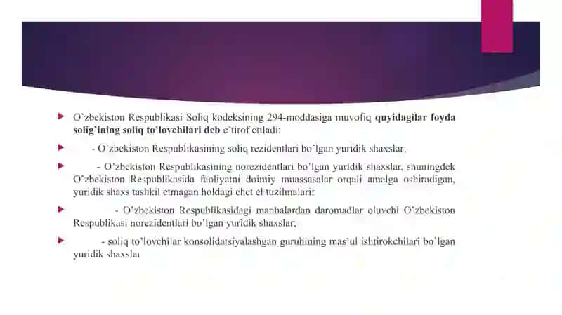 O’zbekistonda Foydani Soliqqa Tortish Xususiyatlari 3