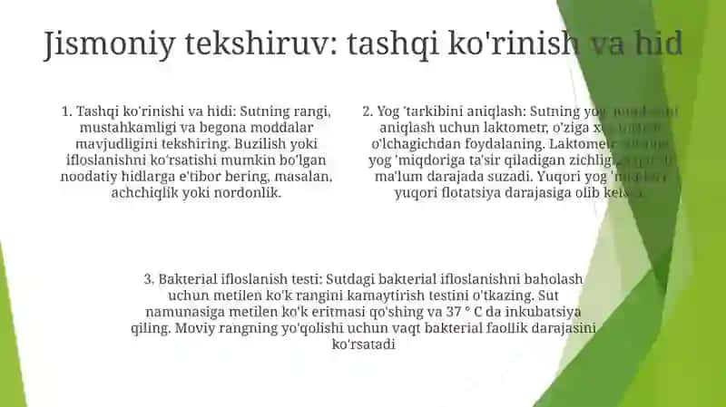 Sutning Sifatini Aniqlash Metodlarini OʻRganish 3