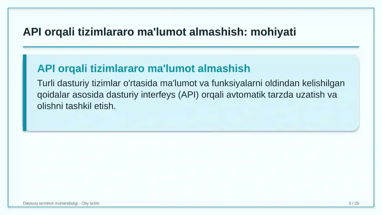 Tog'-chang'i majmualarida API orqali tizimlararo ma'lumot almashish 3
