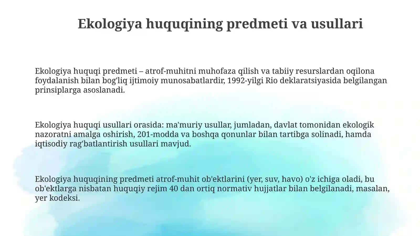 Ekologiya huquqi predmeti va usullari 3